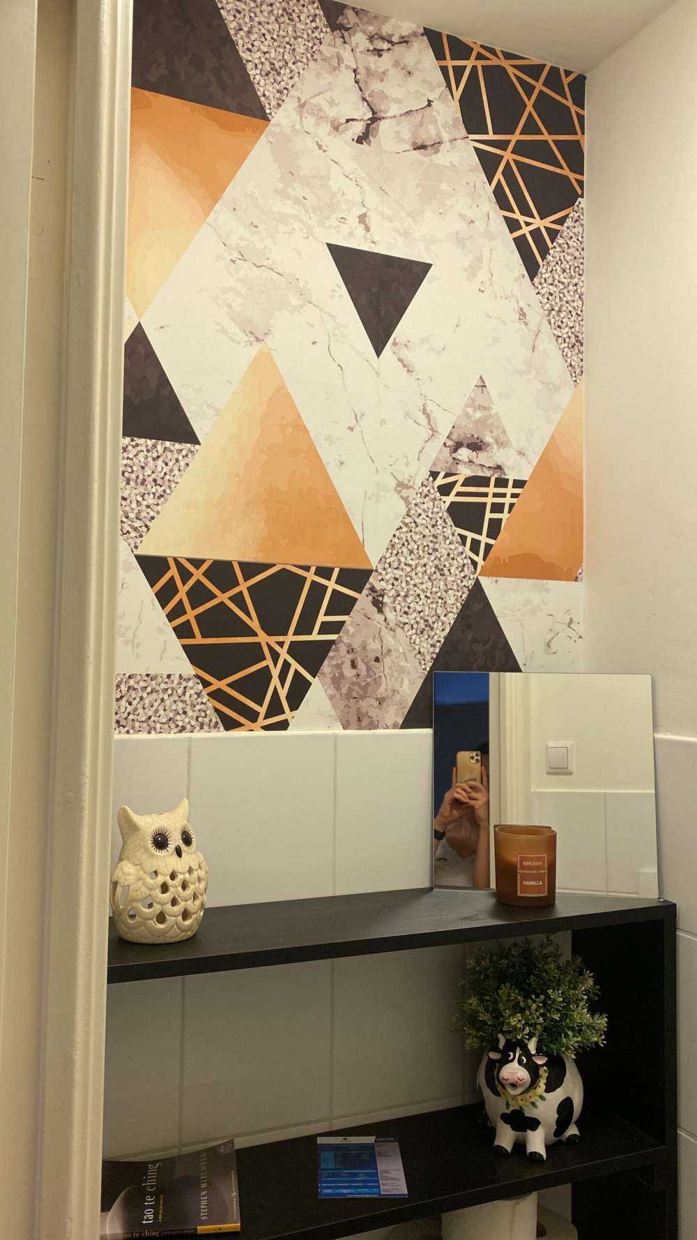 Motif Triangles de marbre avec or