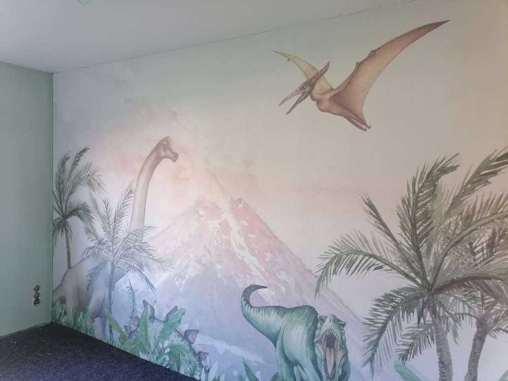 Dinos près d'un volcan