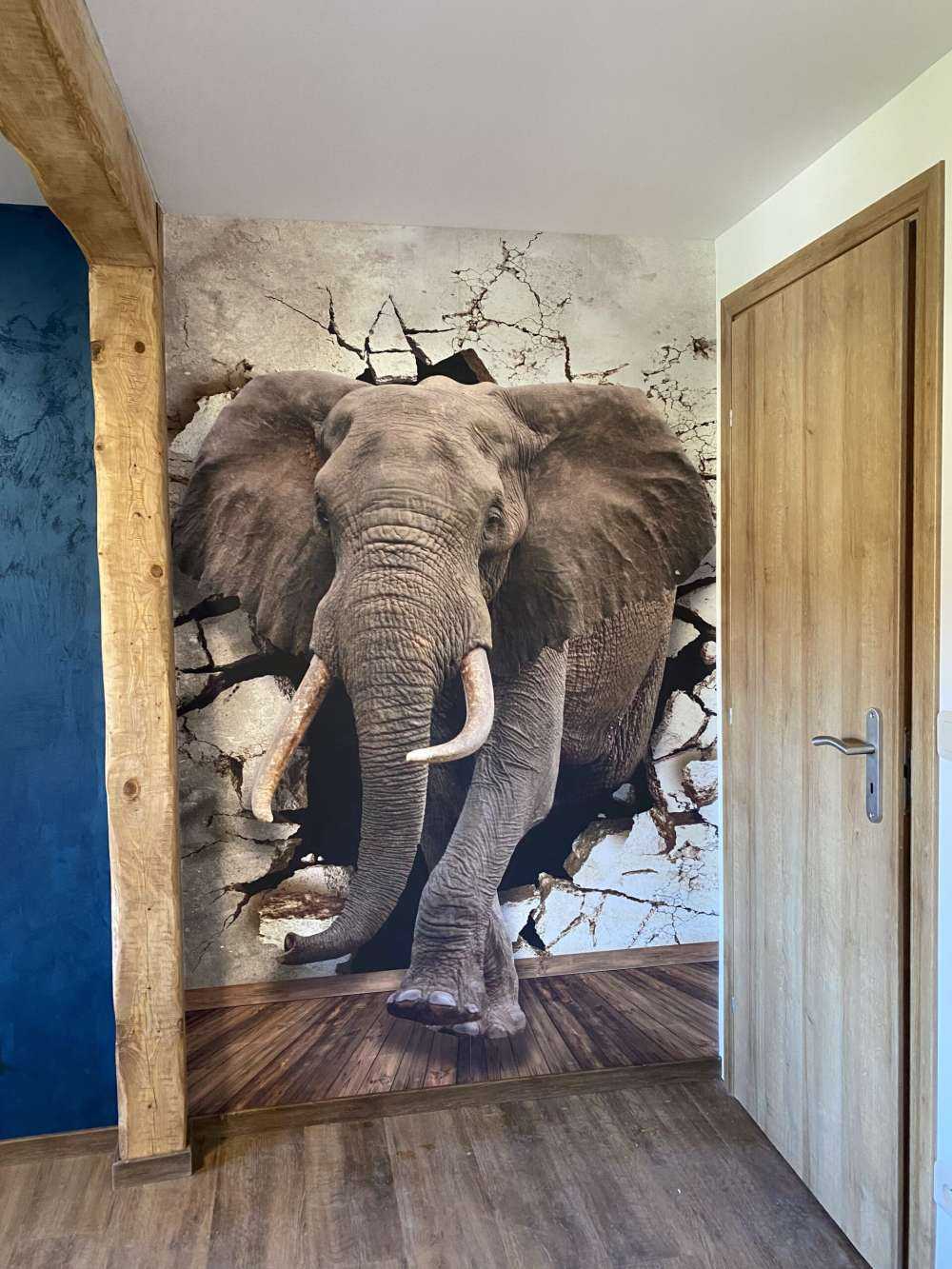 Grand éléphant hors du mur