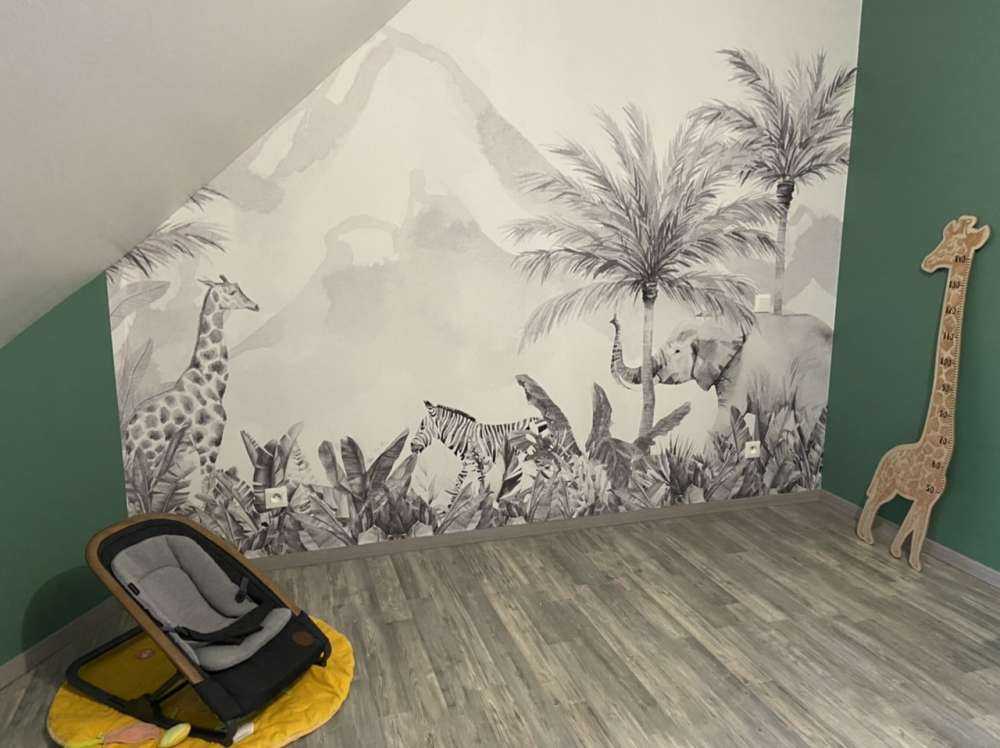 Animaux de la jungle en noir et blanc