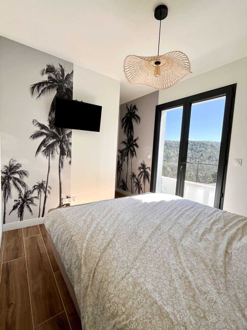 Palmiers en noir et blanc