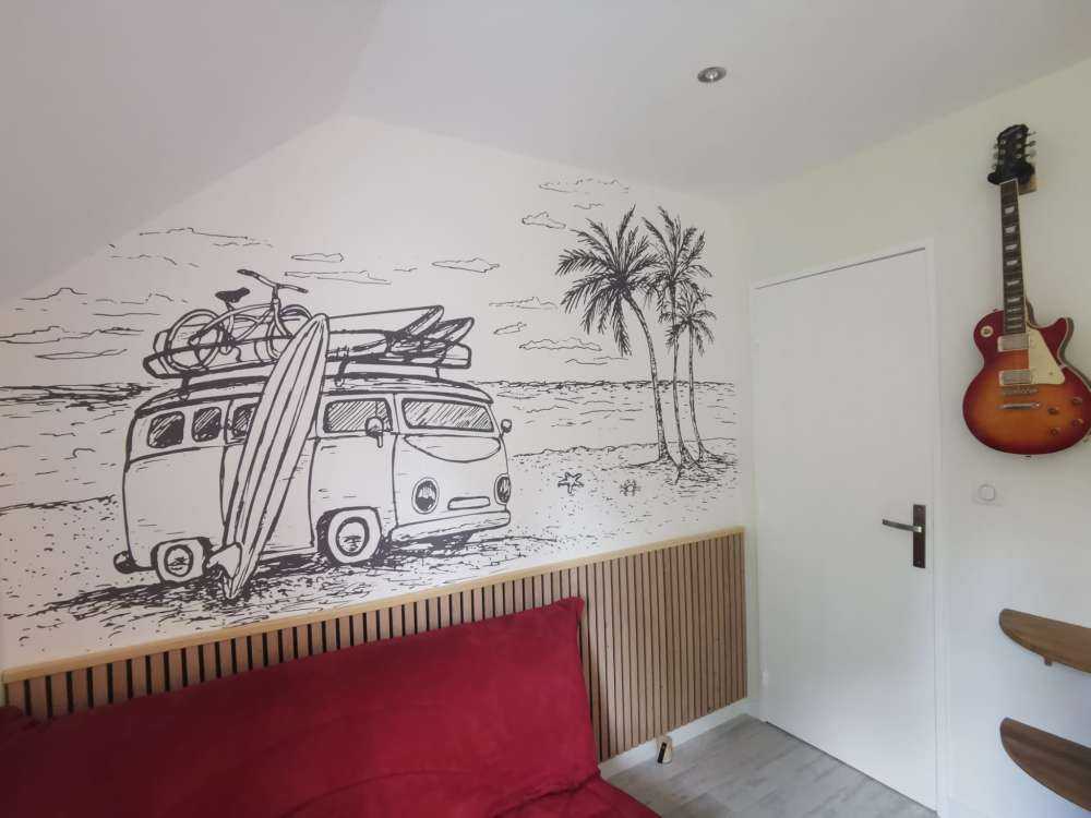 Dessin de plage style crayon