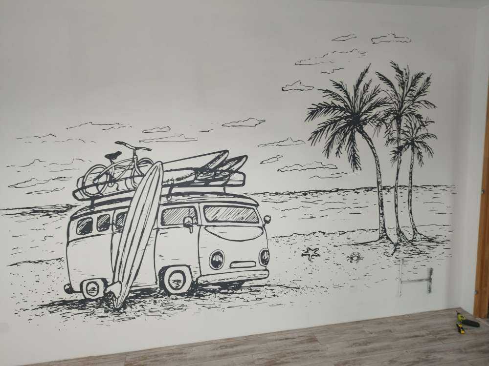 Dessin de plage style crayon