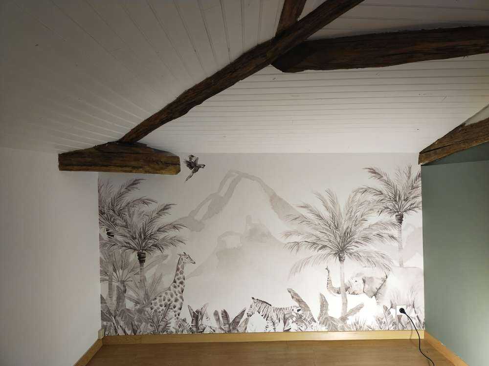 Animaux de la jungle en noir et blanc