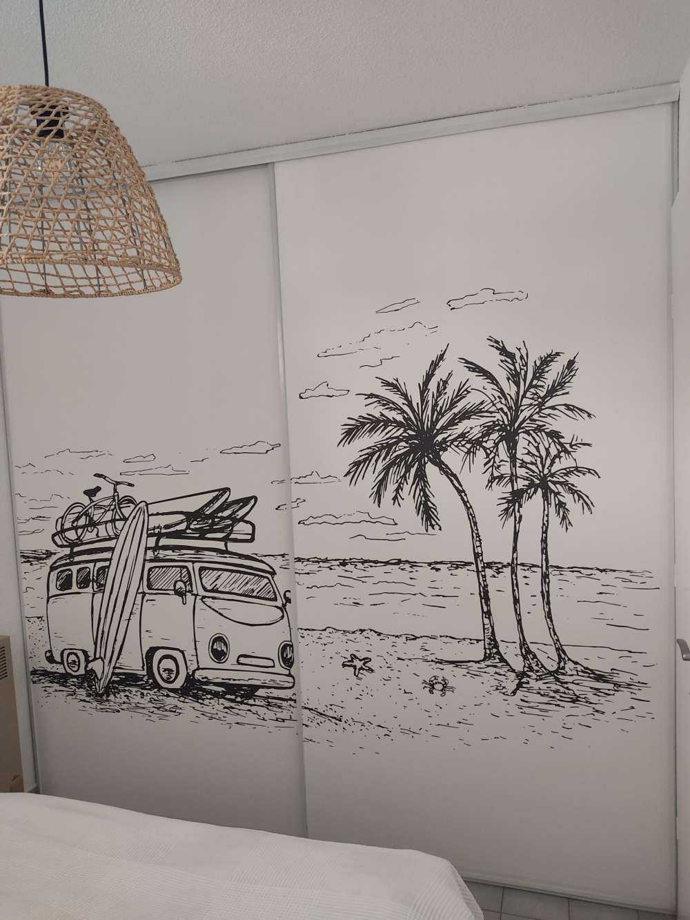 Papier Peint Dessin de plage en noir et blanc