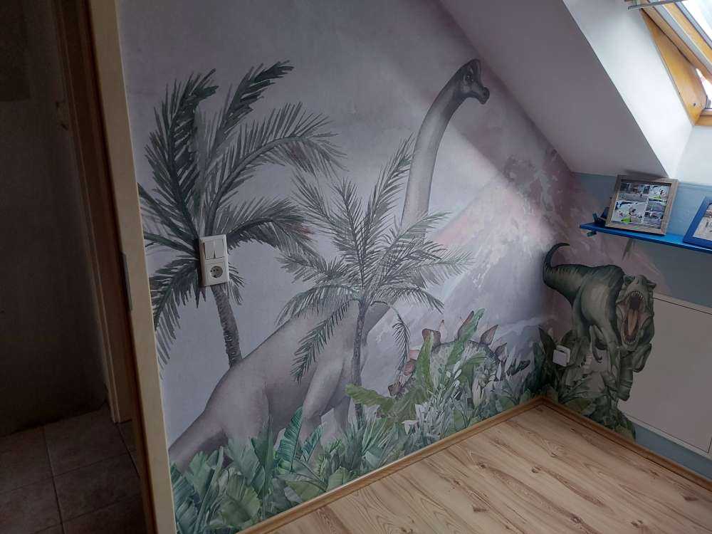 Dinos près d'un volcan