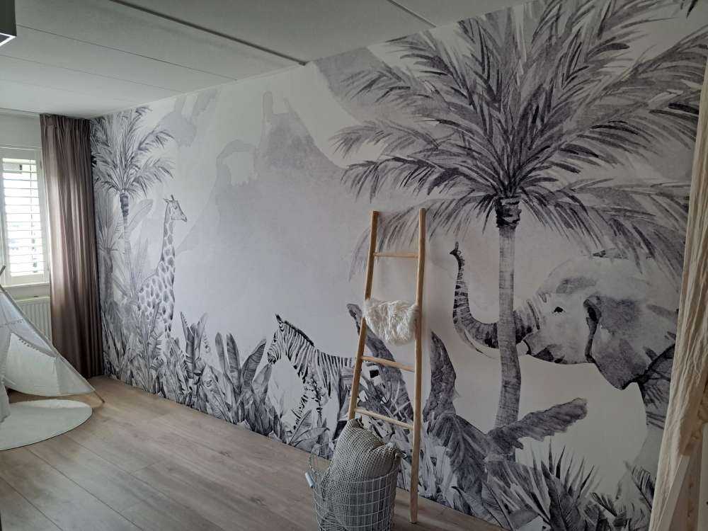 Animaux de la jungle en noir et blanc