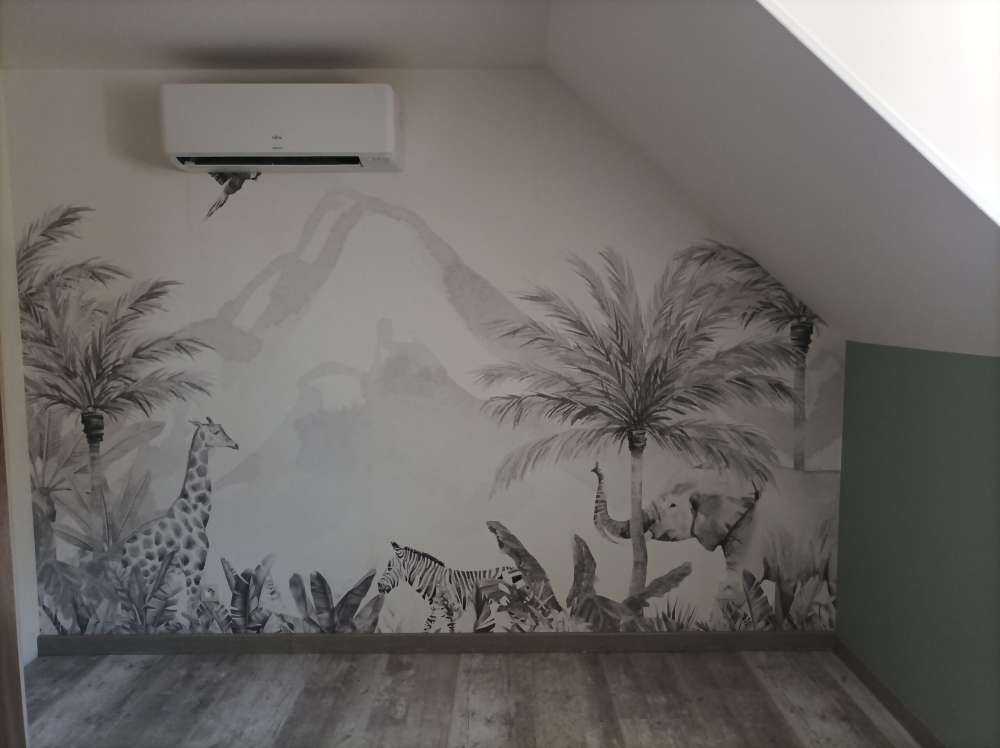 Animaux de la jungle en noir et blanc