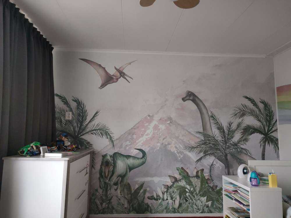 Dinos près d'un volcan