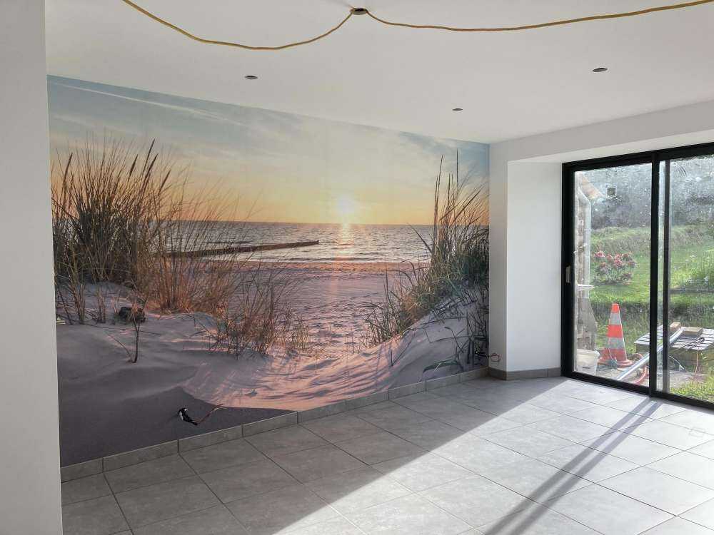 Plage de dunes avec coucher de soleil