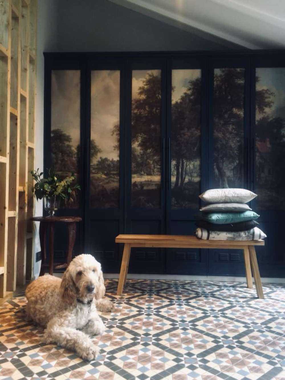 Paysage forestier avec fermes