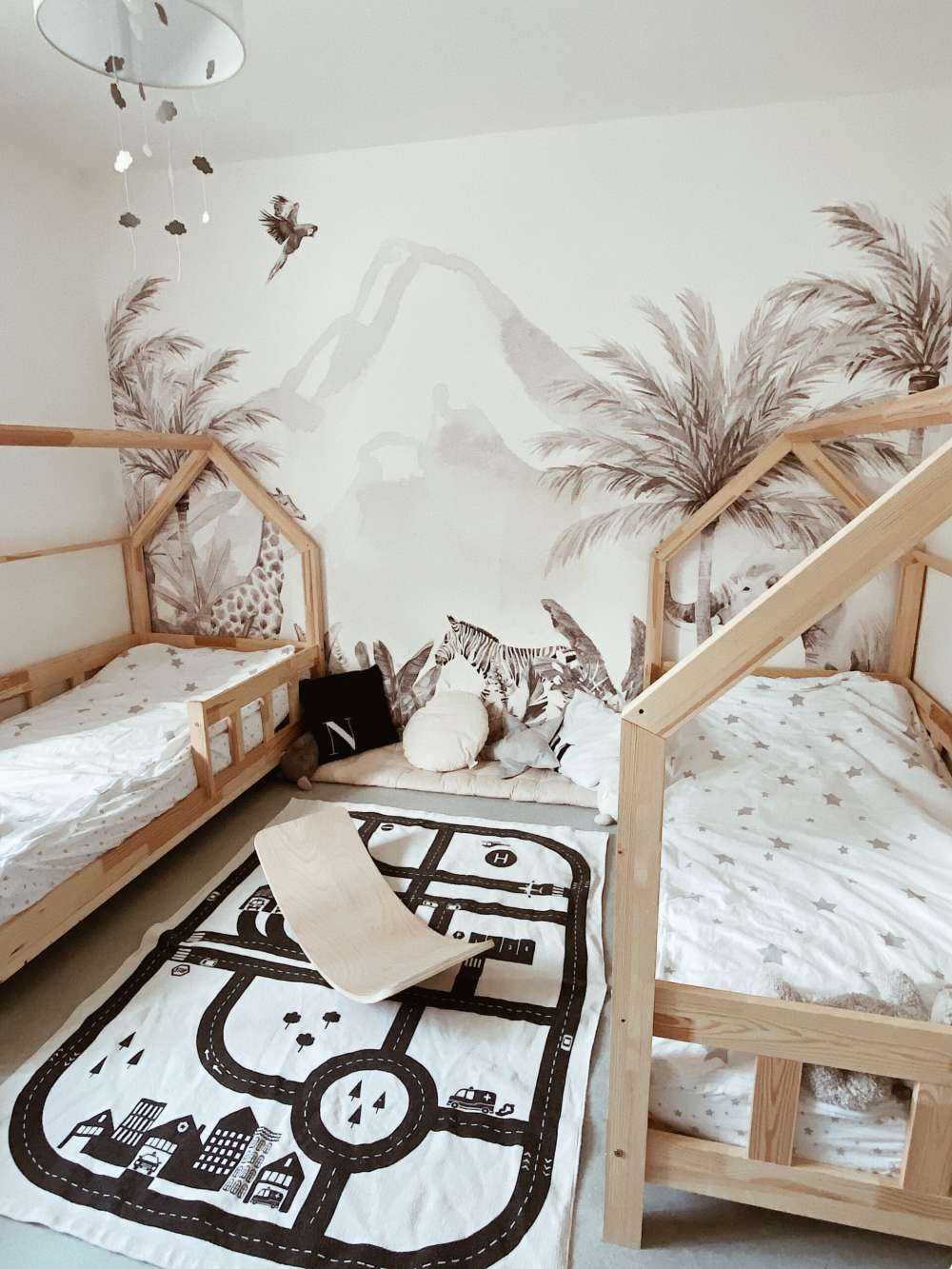 Animaux de la jungle en noir et blanc