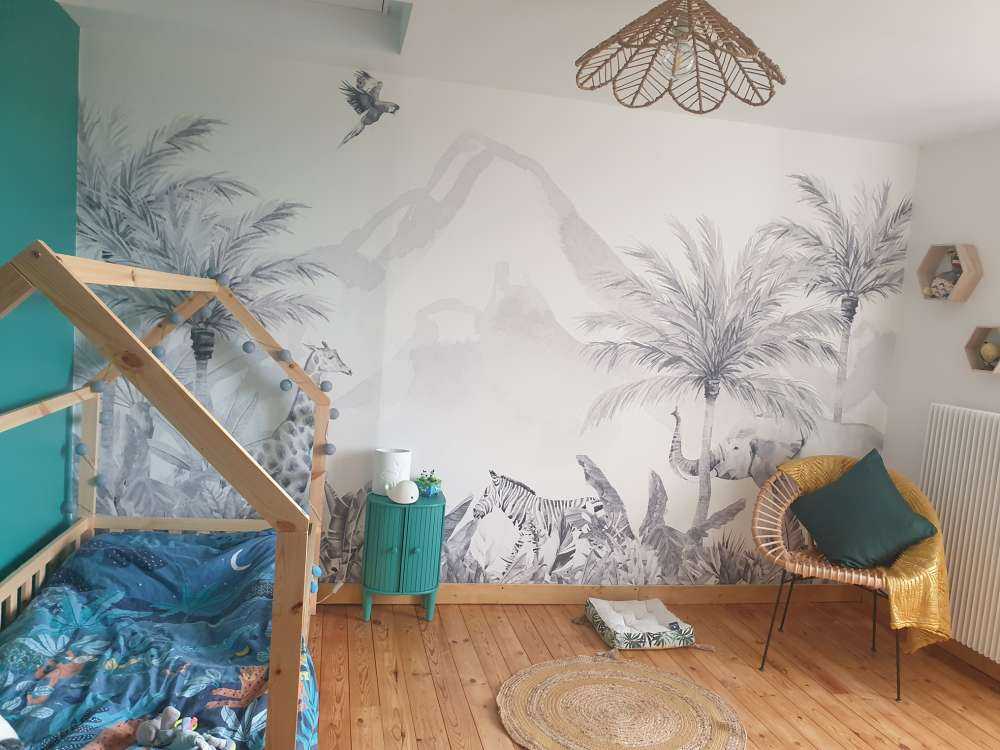 Animaux de la jungle en noir et blanc