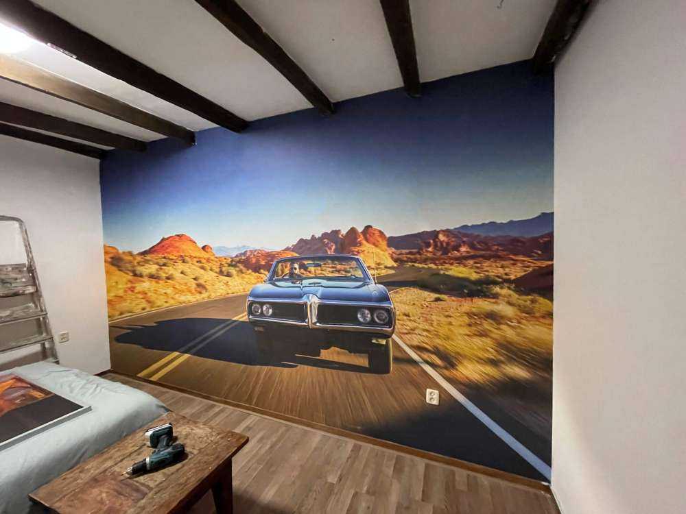 Voiture muscle dans un paysage américain