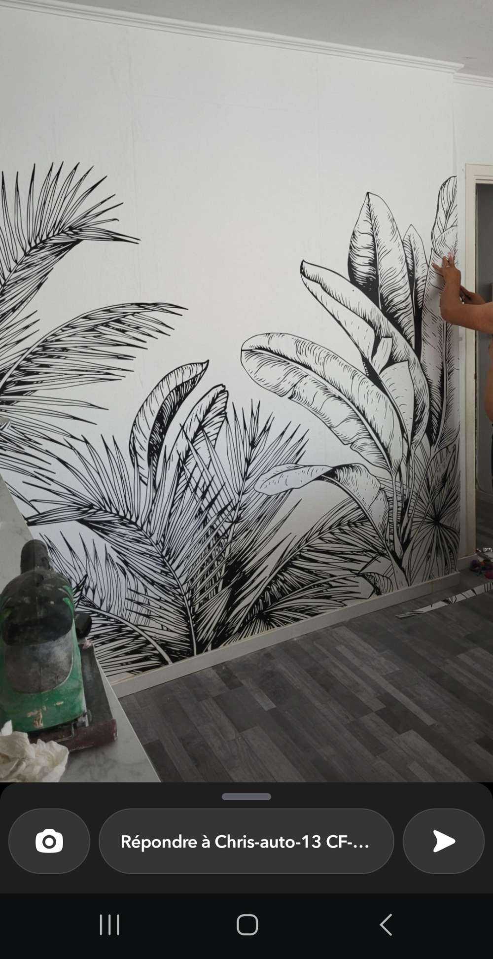 Palmiers et feuilles de bananier