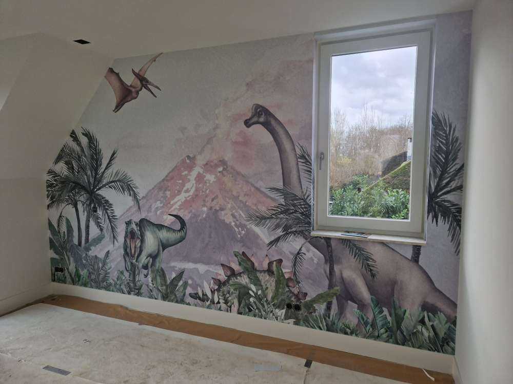 Dinos près d'un volcan