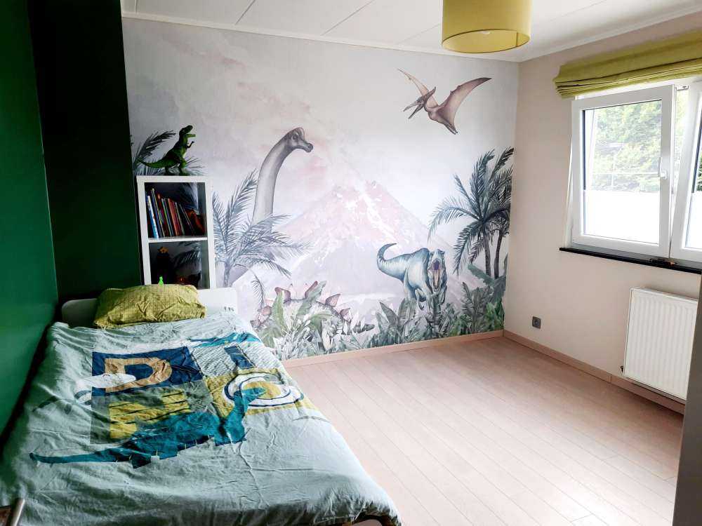 Dinos près d'un volcan