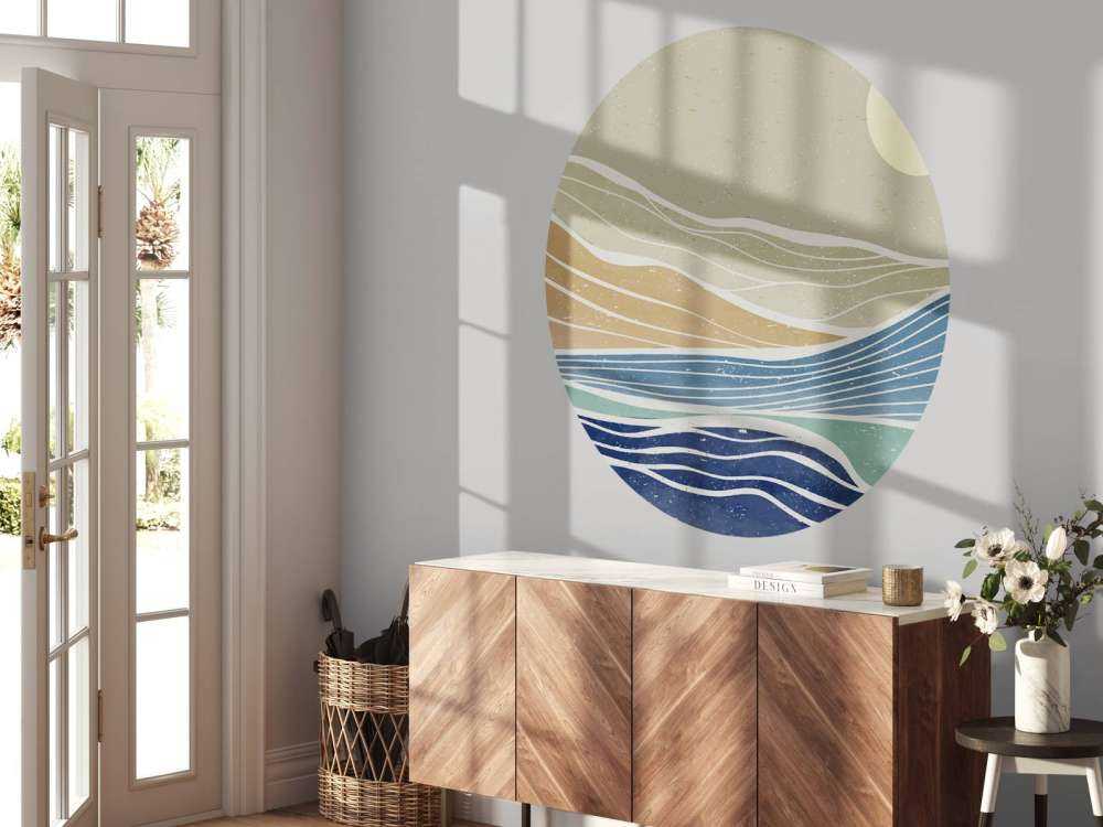 Vagues océaniques colorées avec le soleil