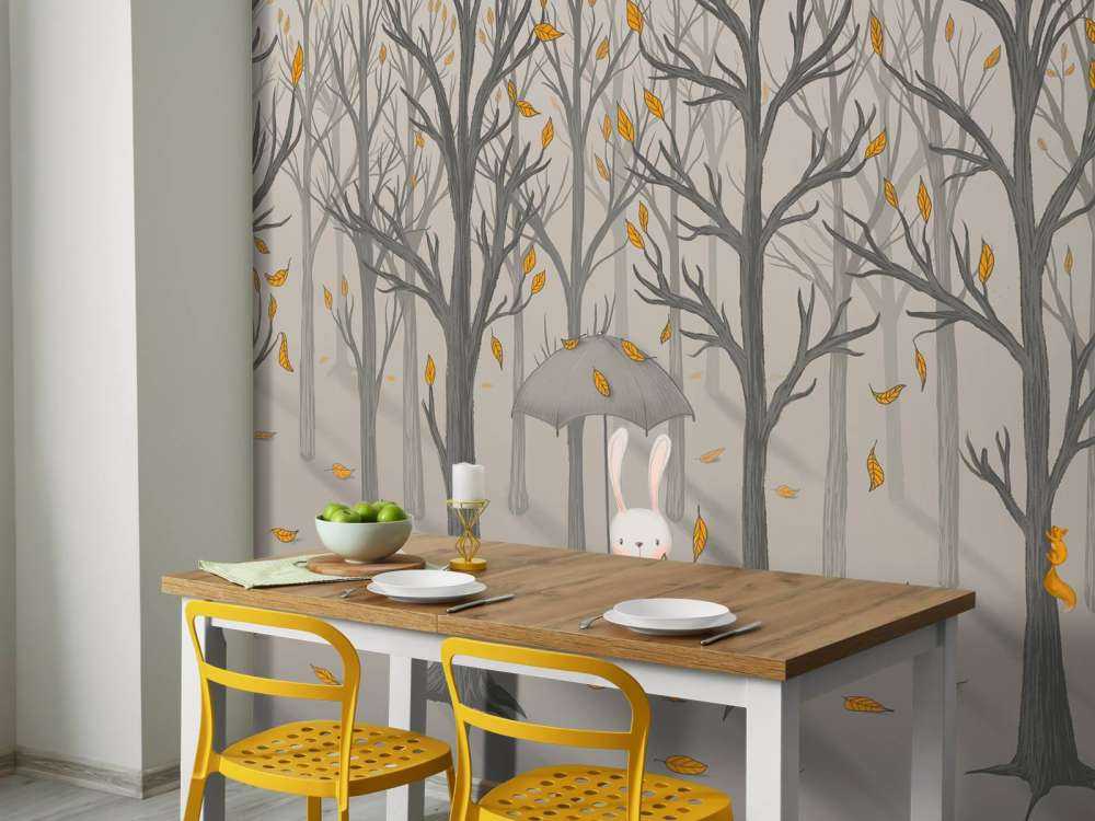 Lapin sous les feuilles