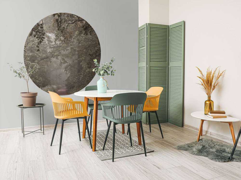 Chemin à travers la forêt brumeuse