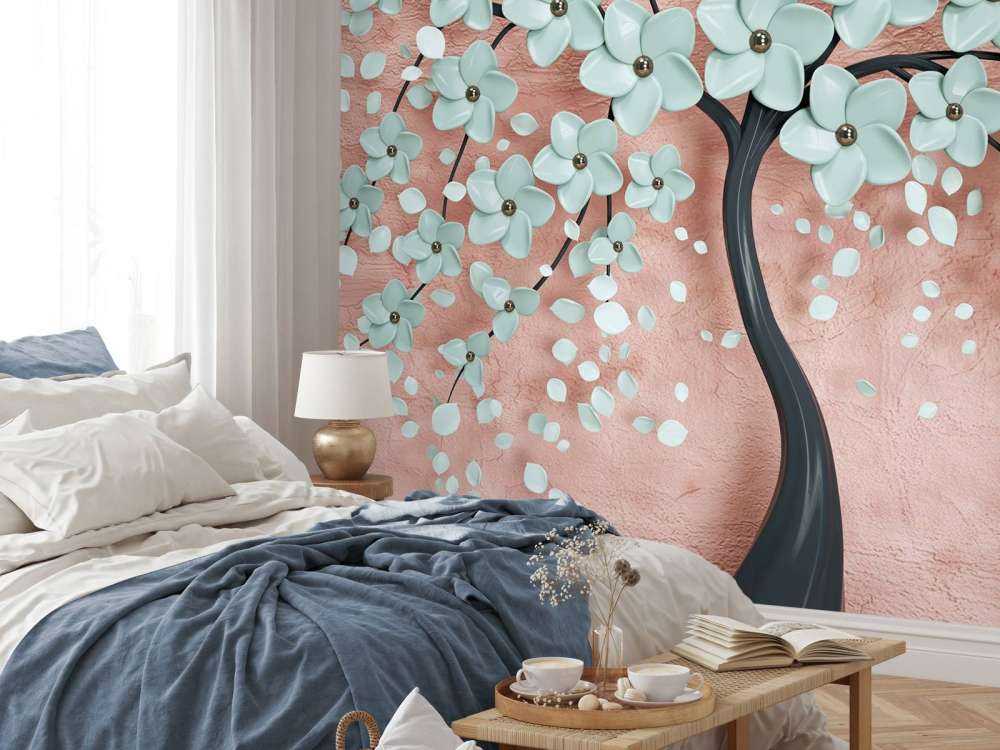 Arbre fantaisie noir avec des fleurs de menthe