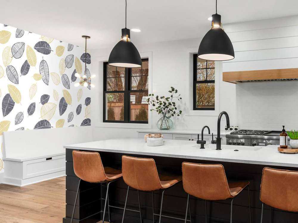 Motif Feuilles noires dorées