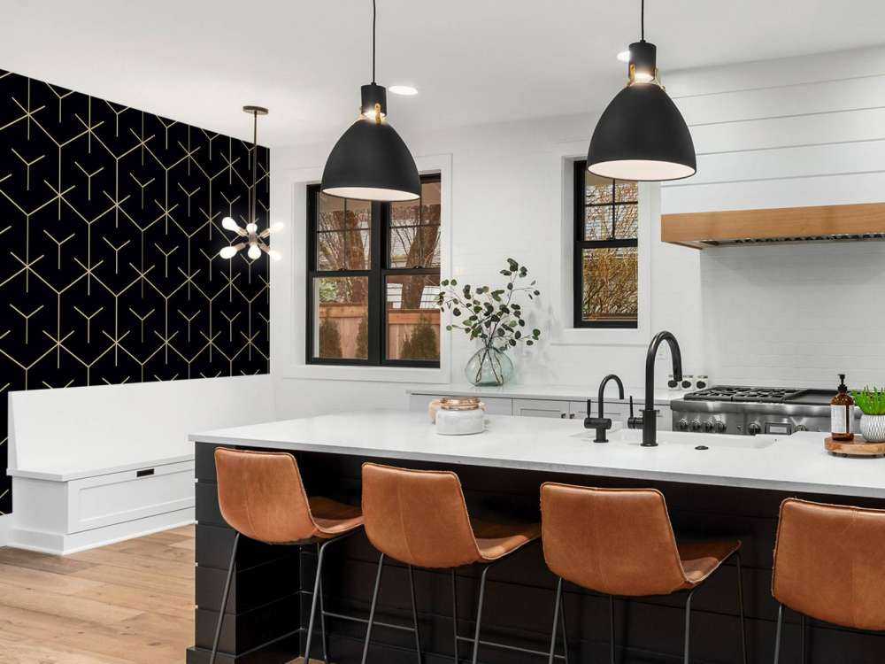 Motif Hexagones géométriques, noir