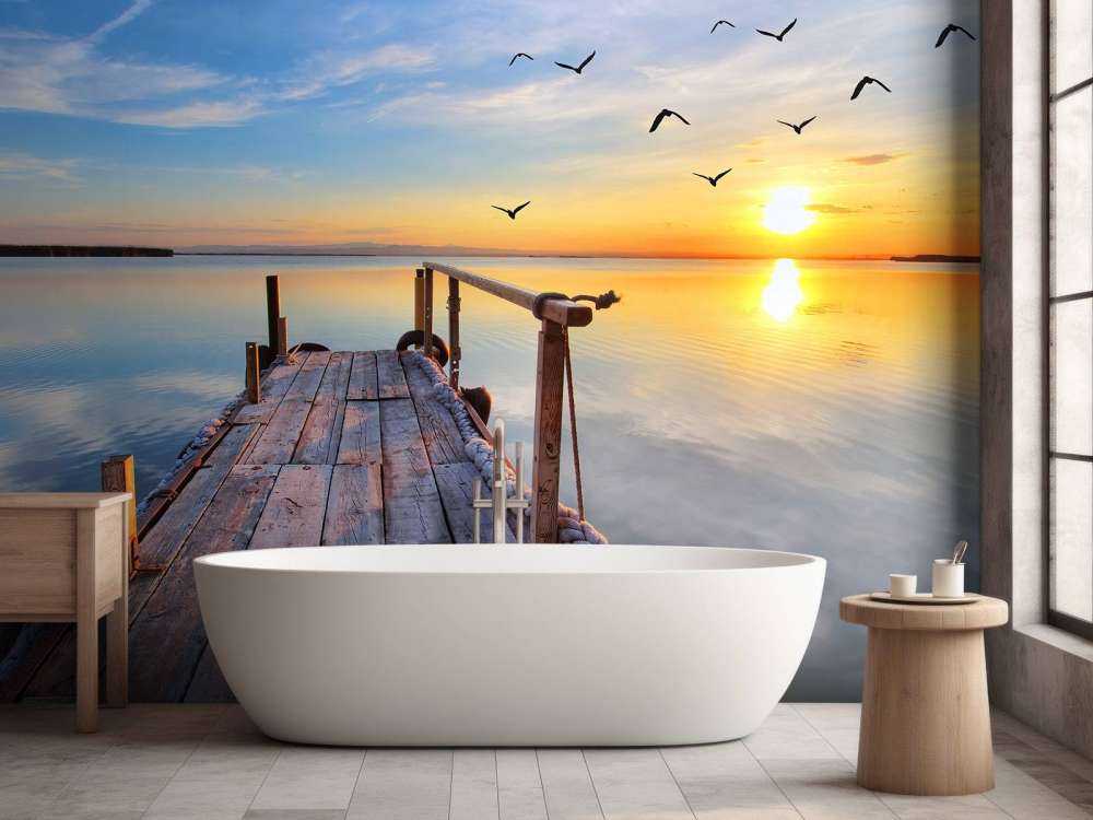 Oiseaux au-dessus de la mer