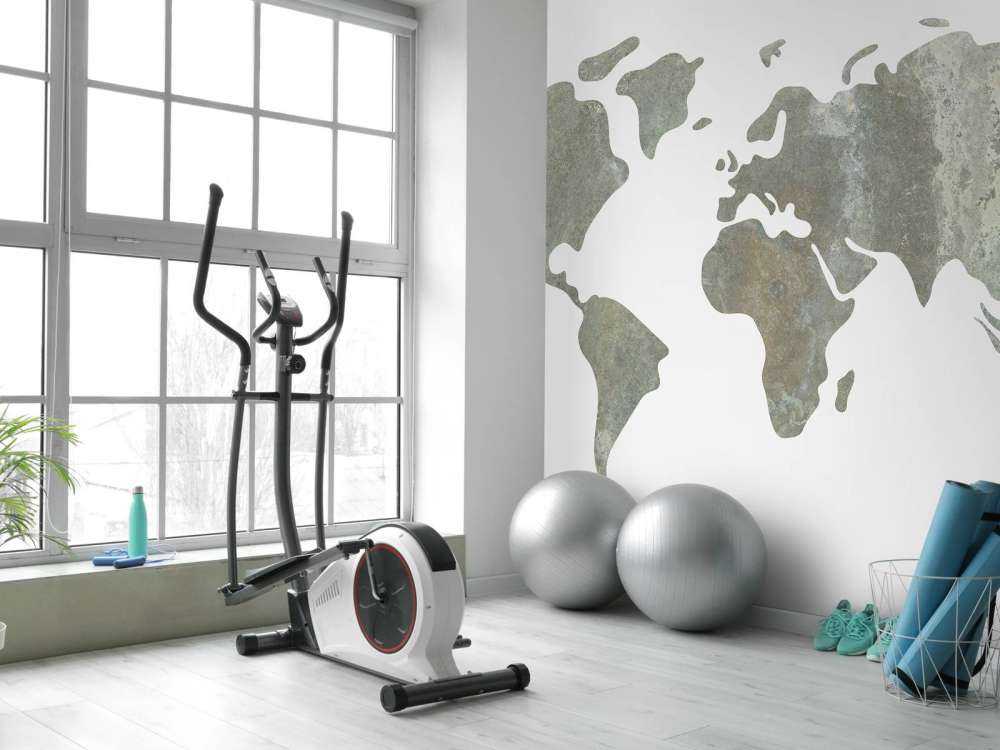 Carte du monde verte avec structure métallique