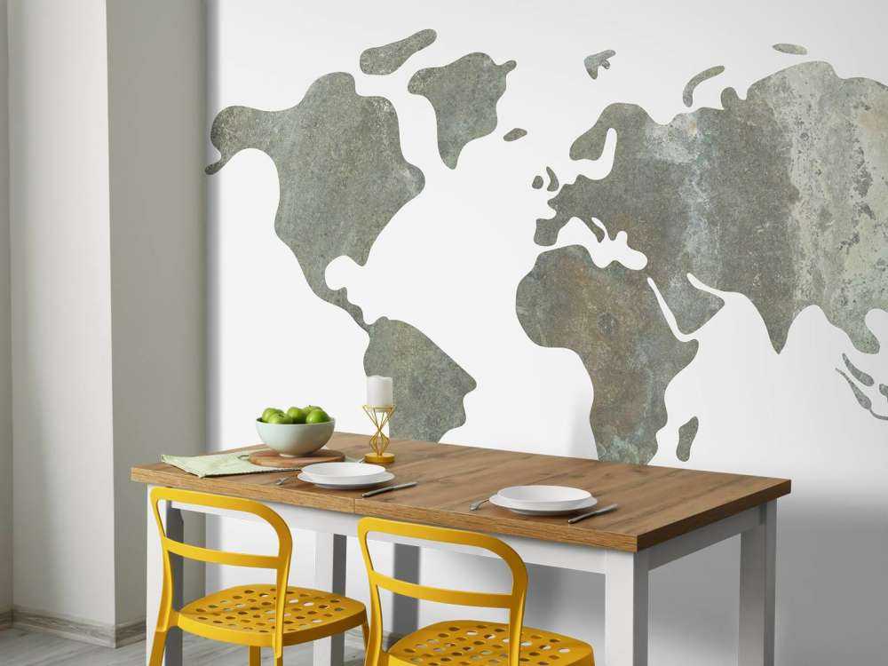 Carte du monde verte avec structure métallique