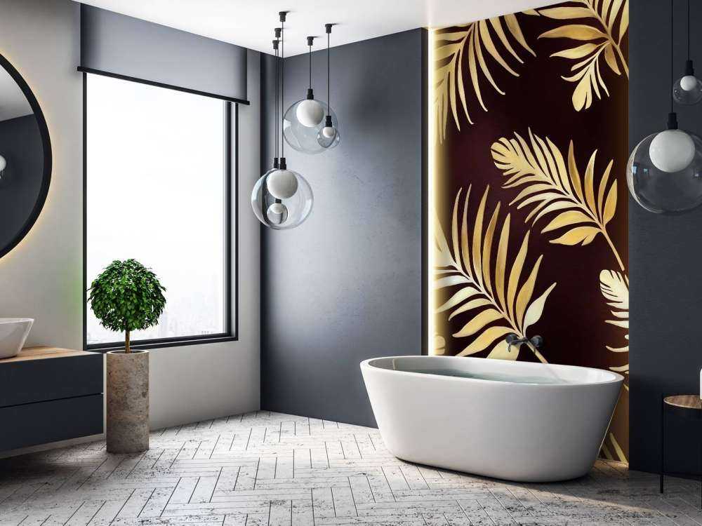 Feuilles dorées sur bronze foncé