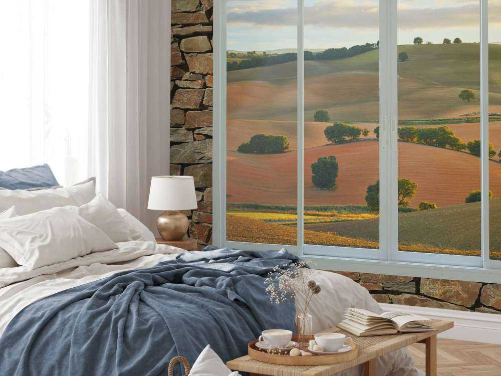 Collines ondulantes dans la lumière du soir