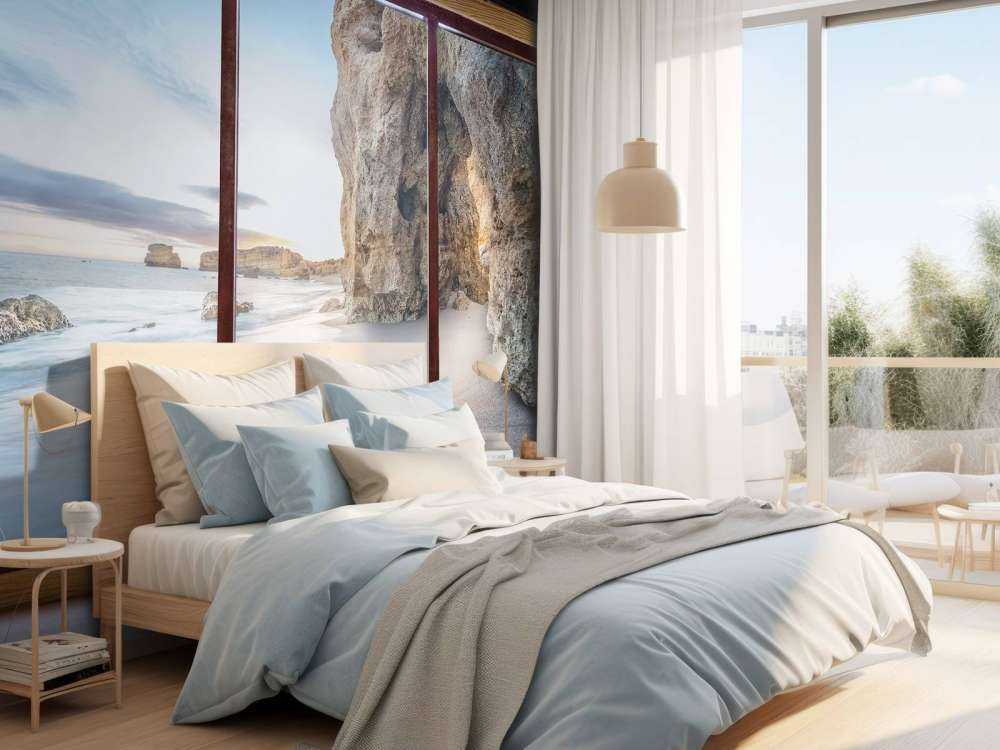 Vue sur la mer avec une crique rocheuse