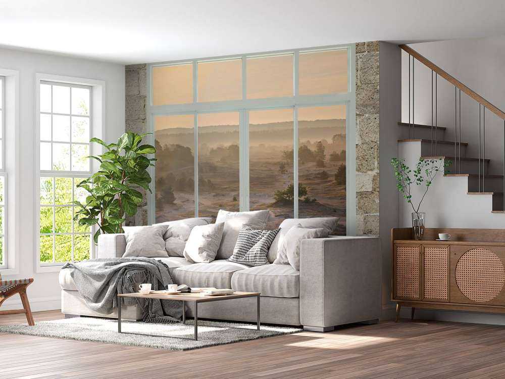 Dune de sable dans la brume du matin