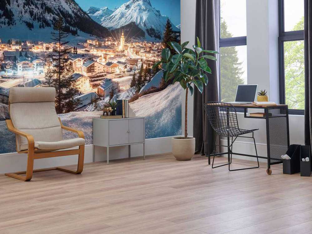 Village alpin scintillant sous un ciel étoilé