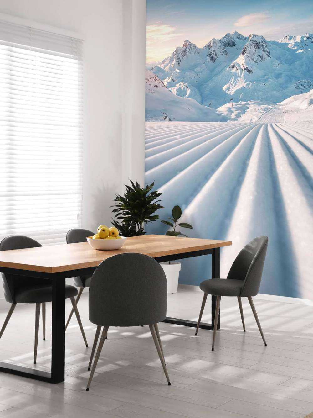 Traces dans la neige de montagne