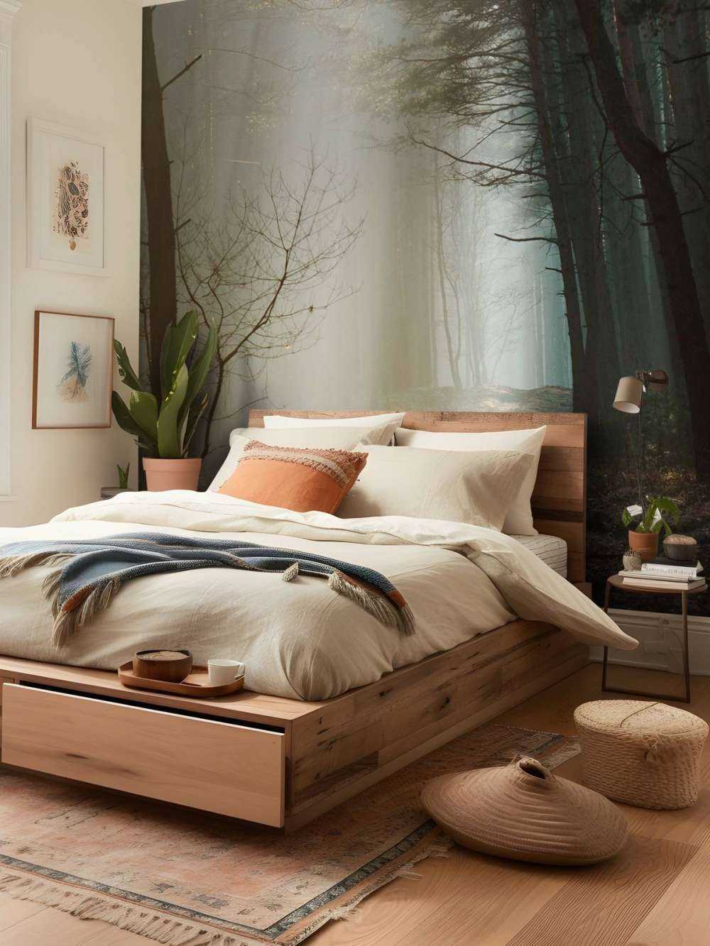 Rayons de lumière à travers la forêt