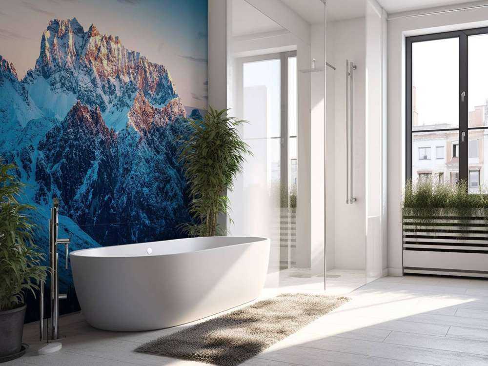 Lueur du soir sur les sommets enneigés