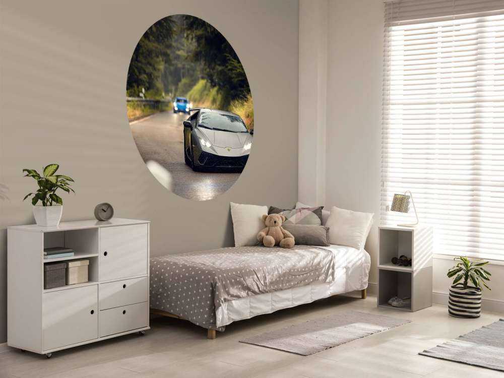 Lamborghini gris mat dans la nature