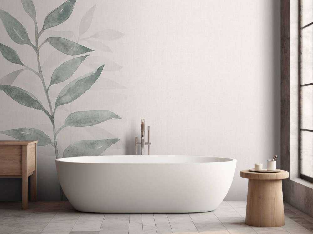 Branche minimaliste en aquarelle gris-vert