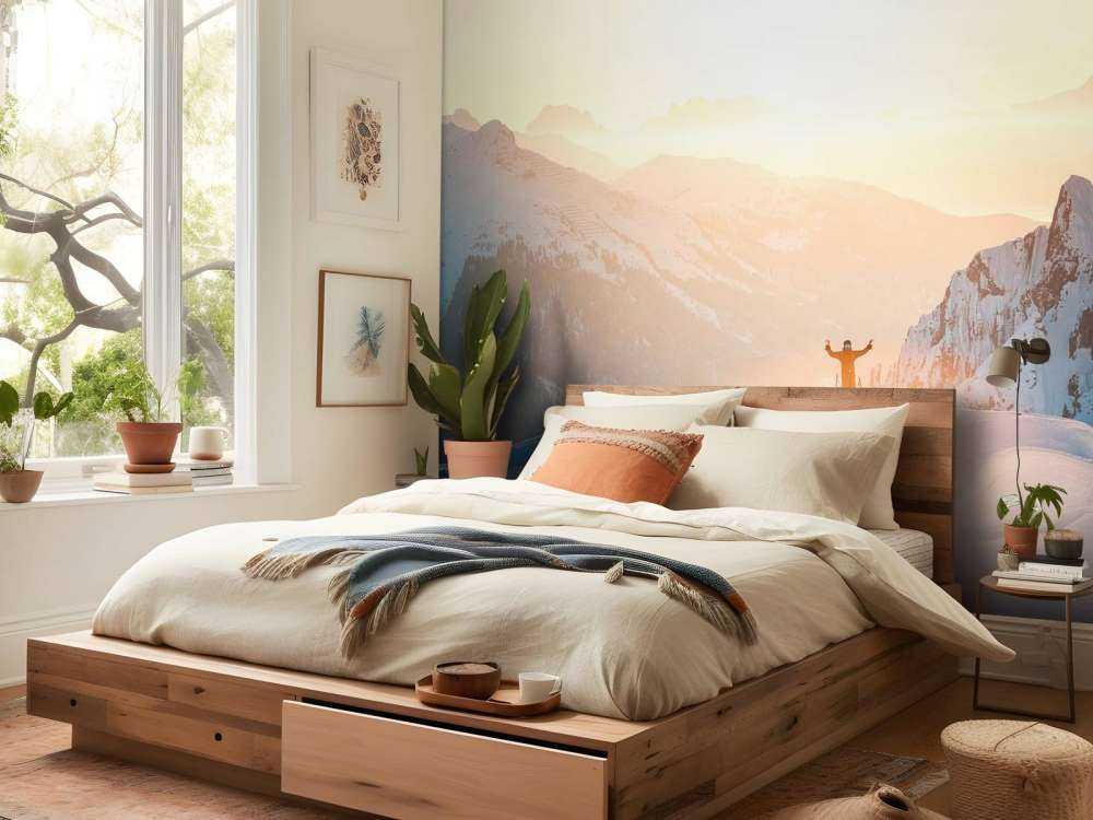 Lever de soleil au-dessus des sommets des montagnes.