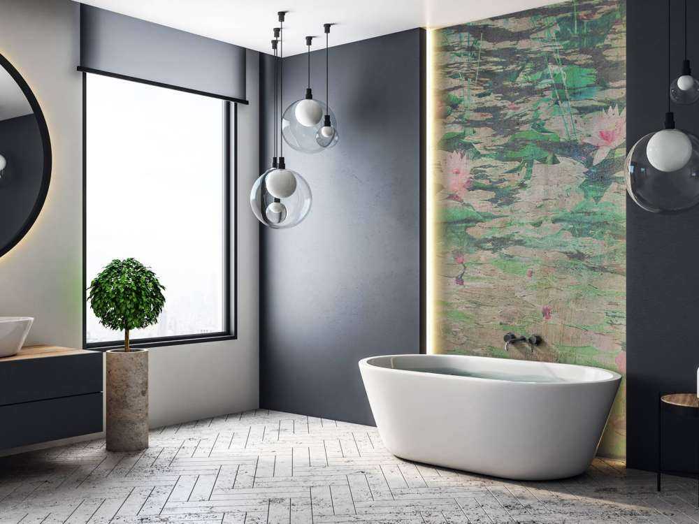 Nénuphars dans la lumière vieillie de l'étang