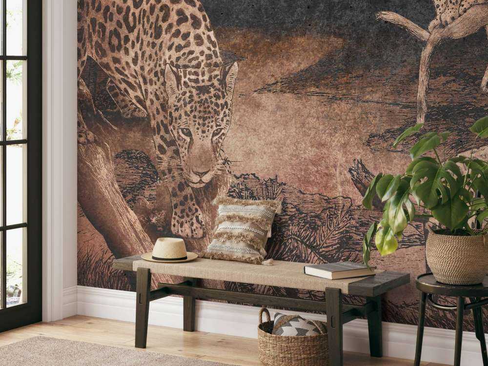 Léopards dans la forêt crépusculaire