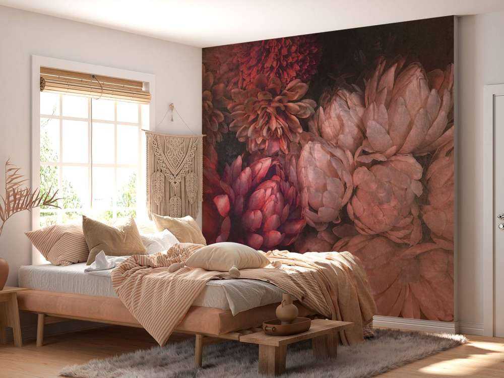 Chrysanthèmes en teintes profondes de rose rouge