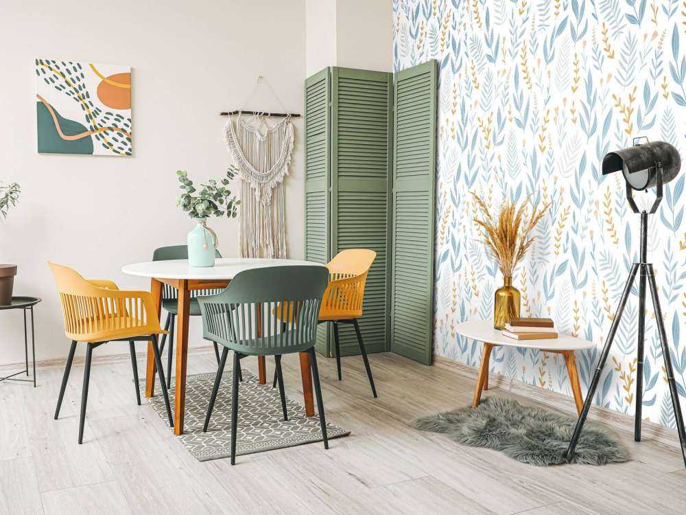 Motif avec feuilles bleues