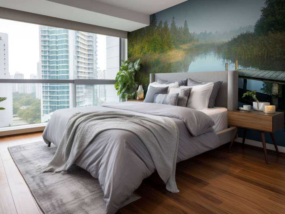 Echafaudages en bois dans la forêt