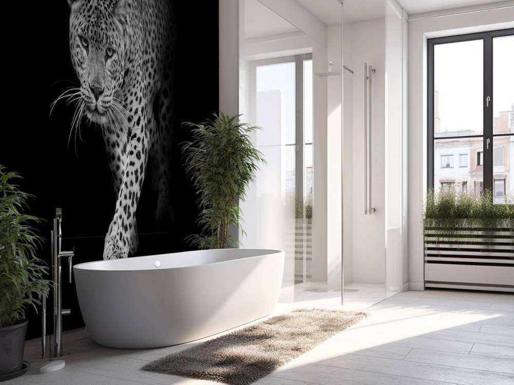 Léopard sur fond noir