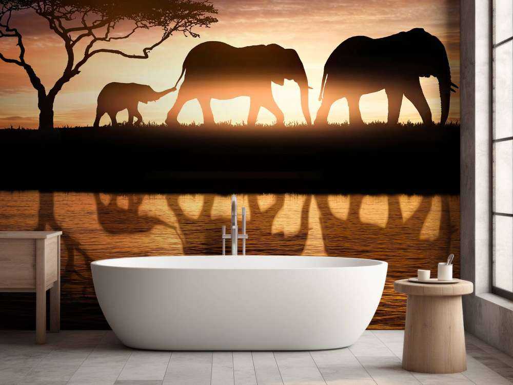 Les éléphants dans la savane