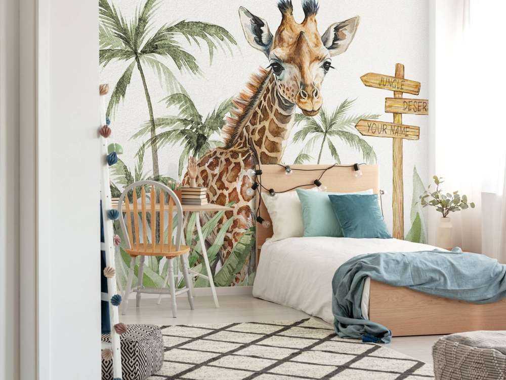 Bébé girafe dans la jungle
