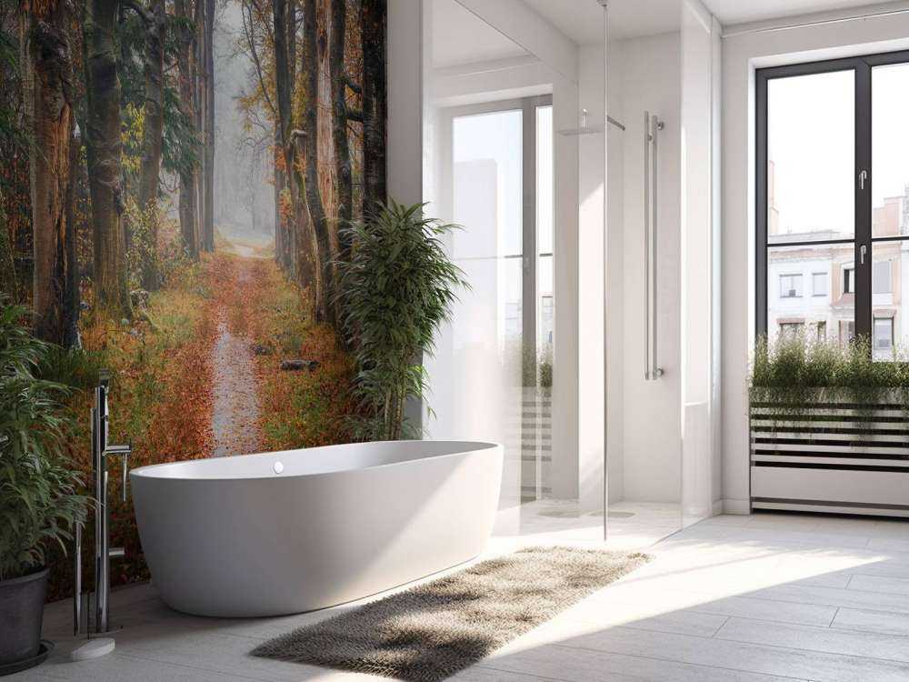 Chemin forestier avec de vieux arbres